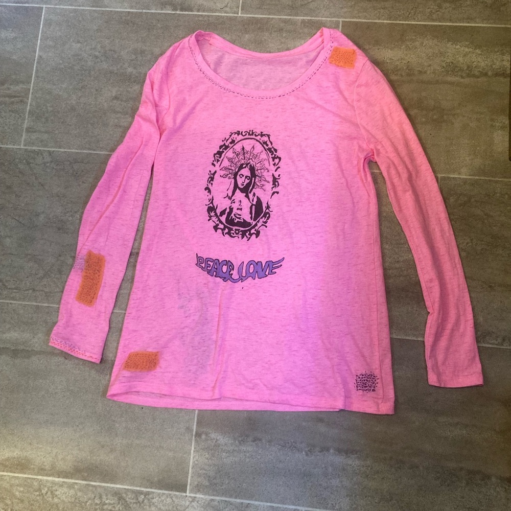 Pink Graphic Boho Long Sleeve Top - Picture 4 of 7
